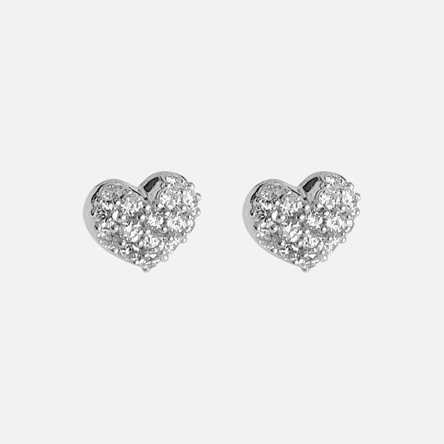 Hearts Pavé Stud Earrings in White Gold with Diamonds  |  Ole Lynggaard Copenhagen 