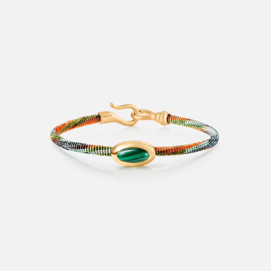 Life Bracelet with malachite 4,5 mm 18k gold and malachite with Tropic rope