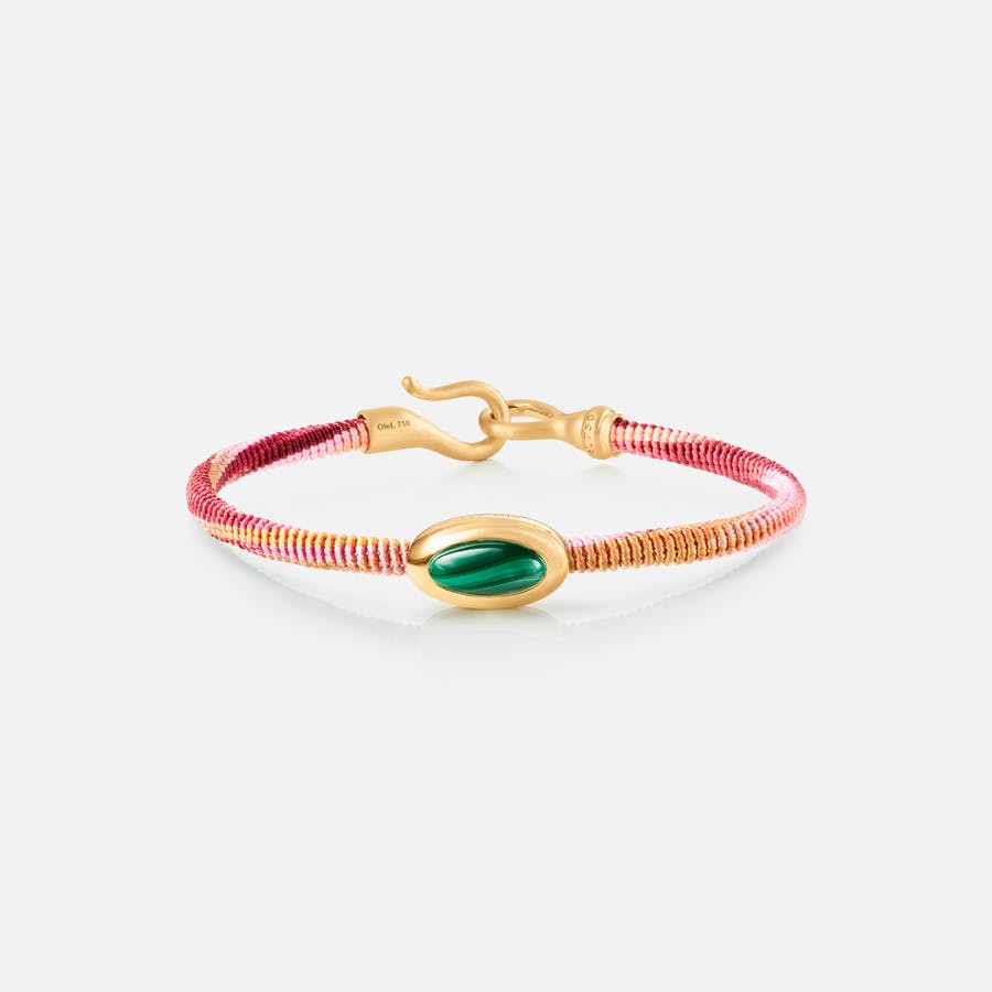 Life bracelet with malachite 4,5 mm 18k gold and malachite with Berry rope