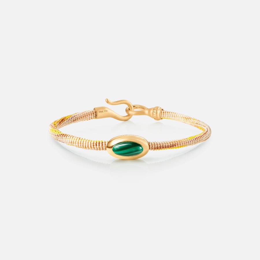 Life Bracelet with malachite 4,5 mm 18k gold and malachite with Golden rope