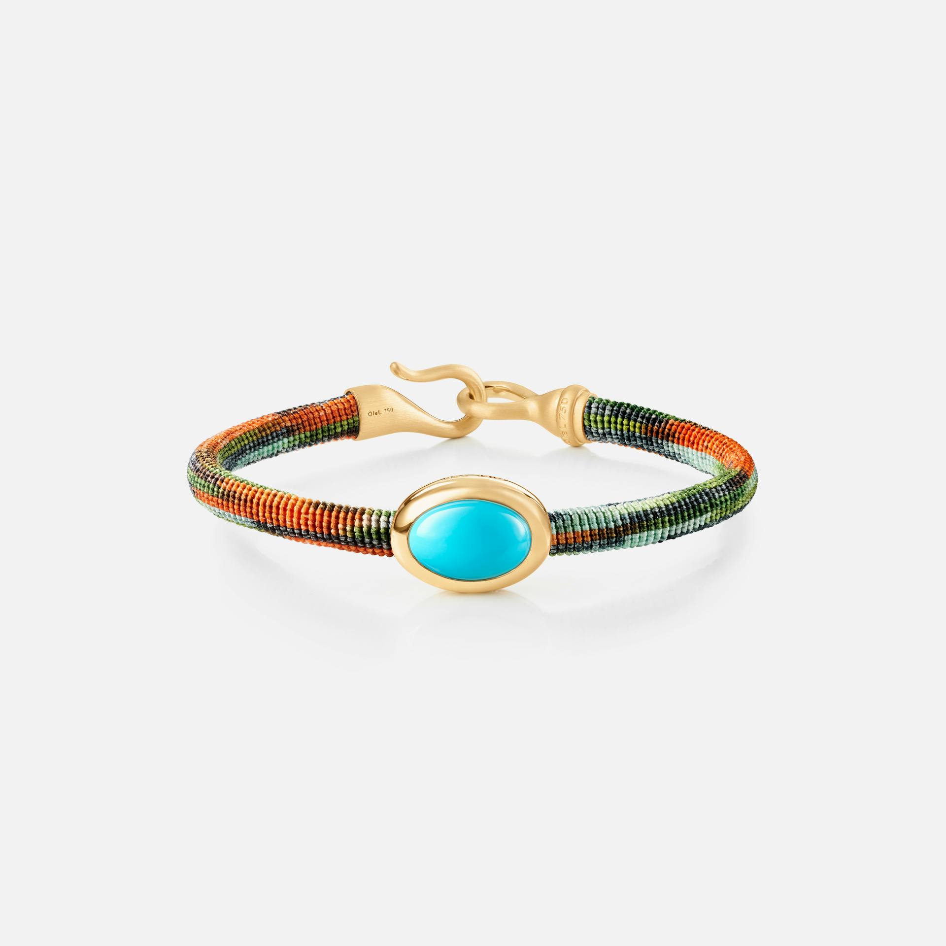 Life Bracelet with turquoise 6 mm 18k guld og turkis med Tropic snor