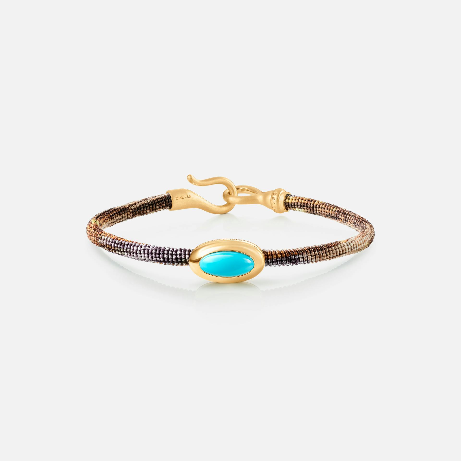 Life Bracelet with turquoise 4,5 mm 18k guld og turkis med Velvet snor
