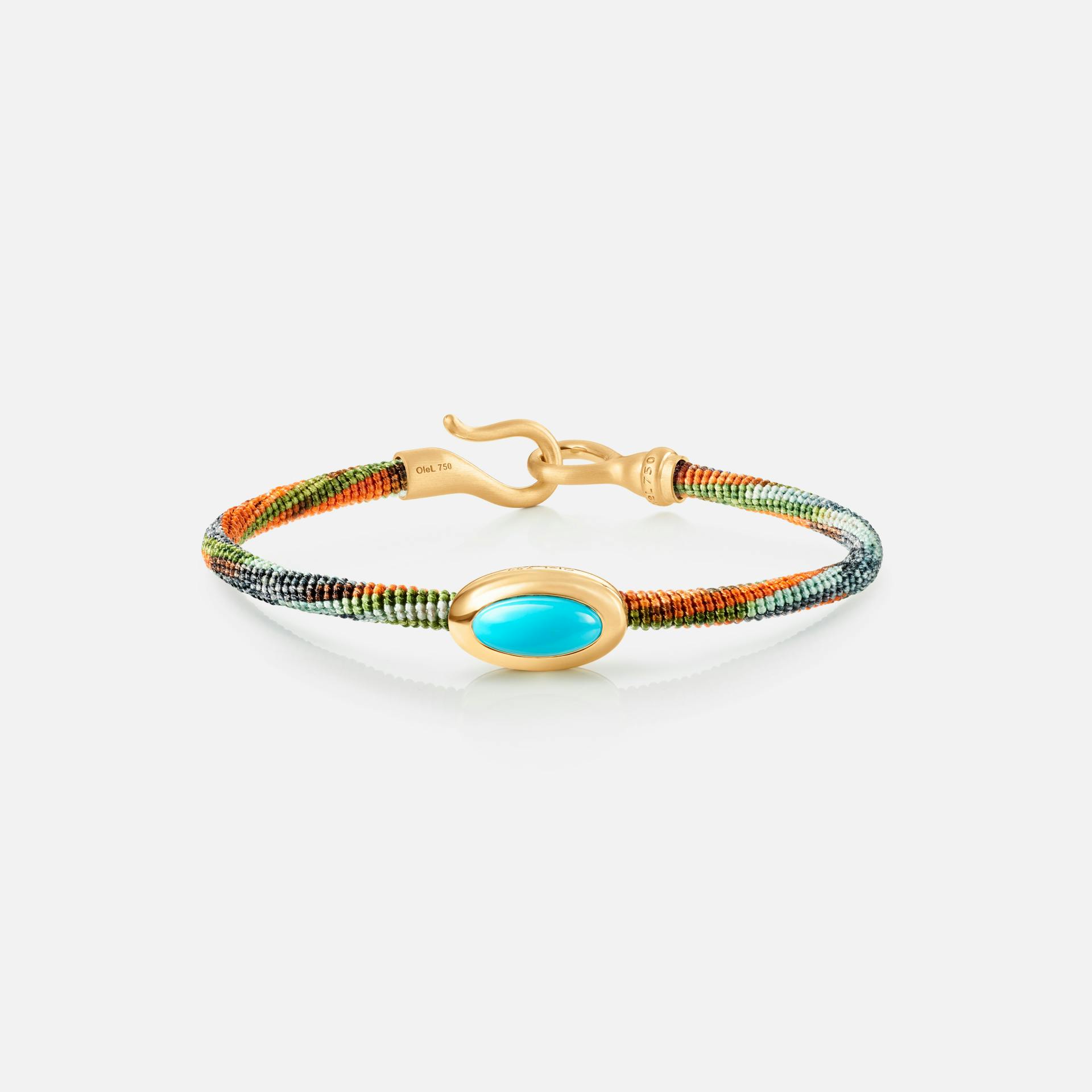 Life Bracelet with turquoise 4,5 mm 18k gold and turquoise with Tropic rope