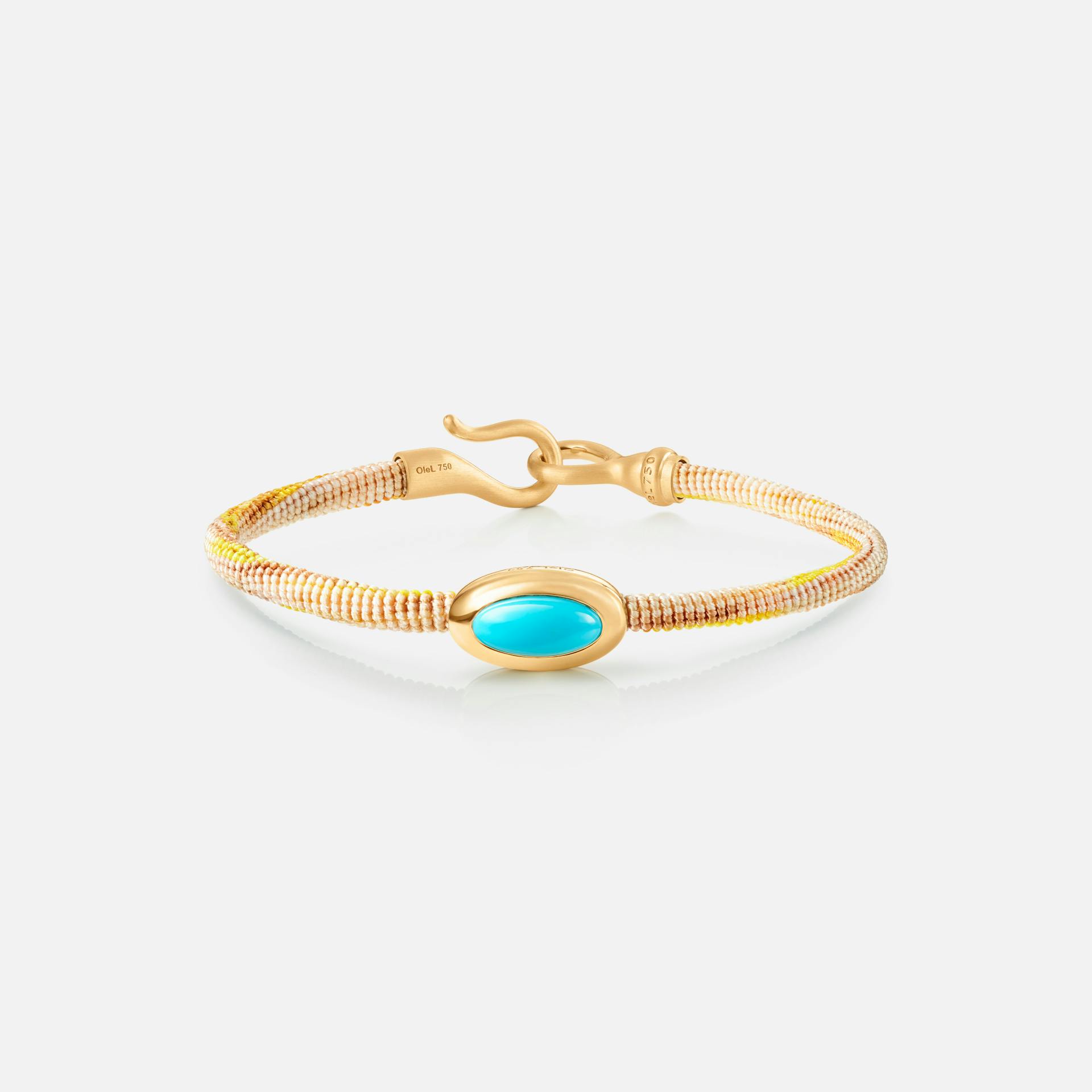 Life Bracelet with turquoise 4,5 mm 18k gold and turquoise with Golden rope