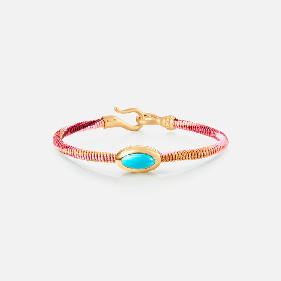 Life Bracelet with turquoise 4,5 mm 18k gold and turquoise with Berry rope
