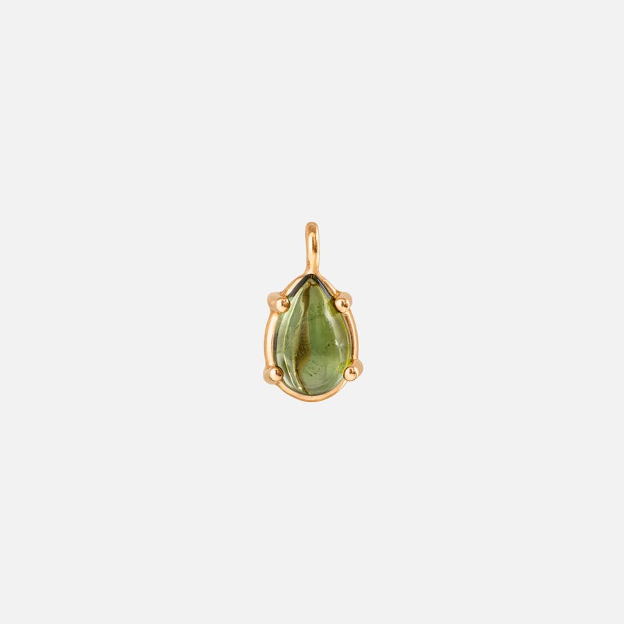 Earring pendant drop 18k gold with green tourmaline