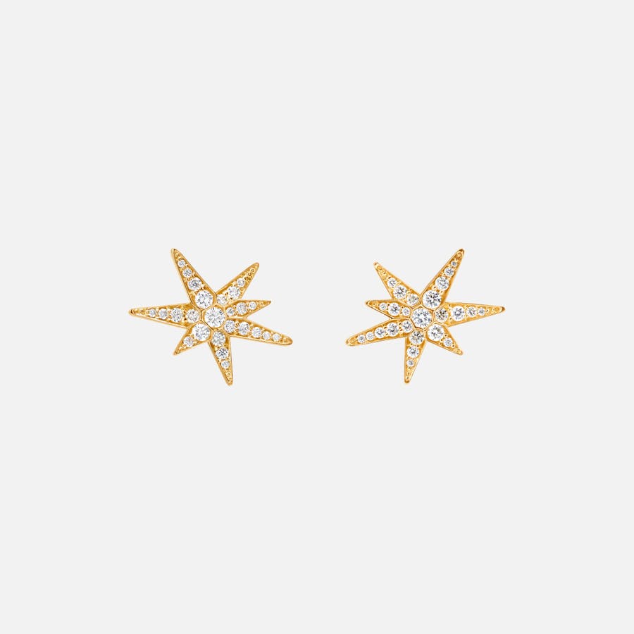 Funky Stars earrings small in 18 karat gold and diamonds | Ole Lynggaard Copenhagen 