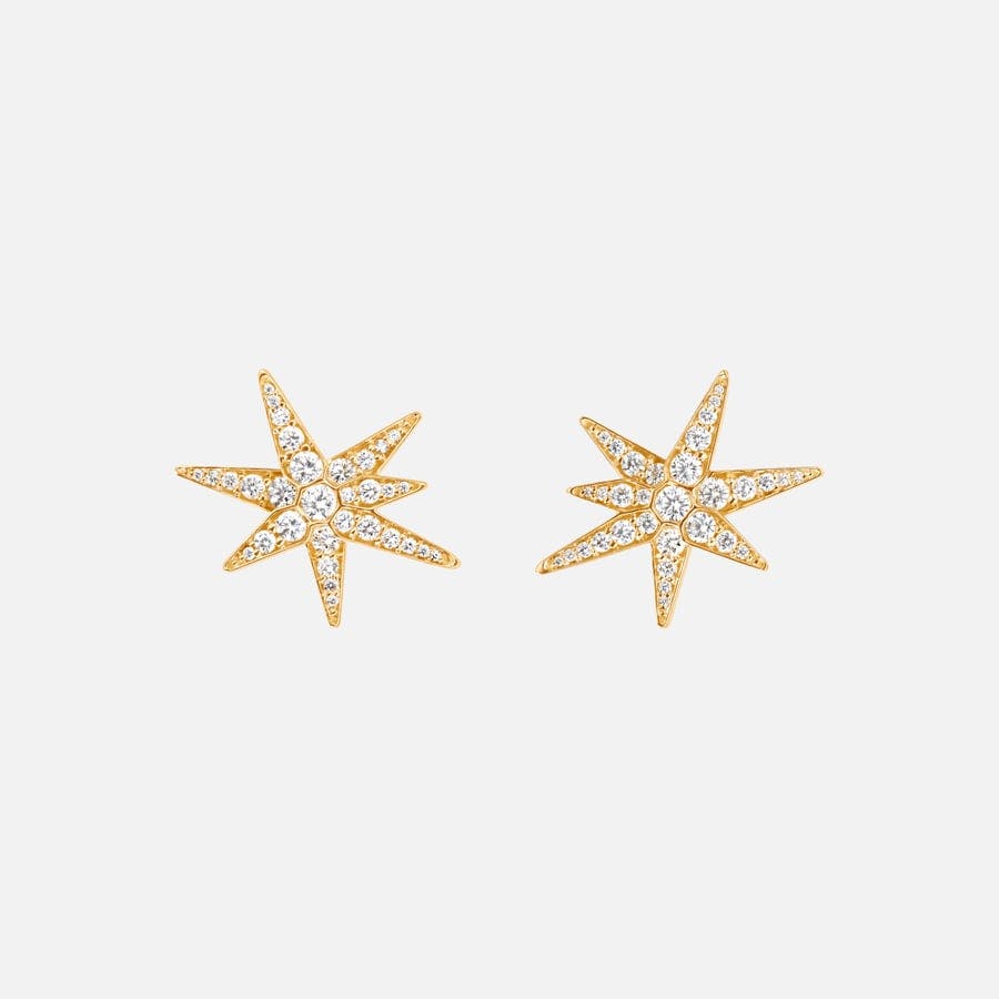 Funky Stars earrings medium in 18 karat gold and diamonds | Ole Lynggaard Copenhagen 