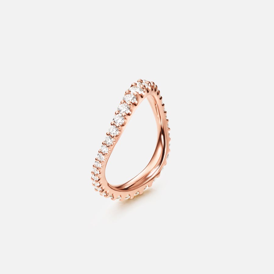 Love Bands ring curved wide in 18 karat rose gold with diamonds | Ole Lynggaard Copenhagen