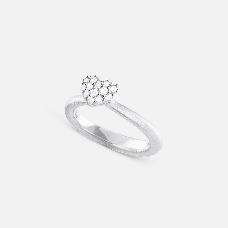 Hearts tekstureret ring stor i hvidguld med diamanter i pavé | Ole Lynggaard Copenhagen