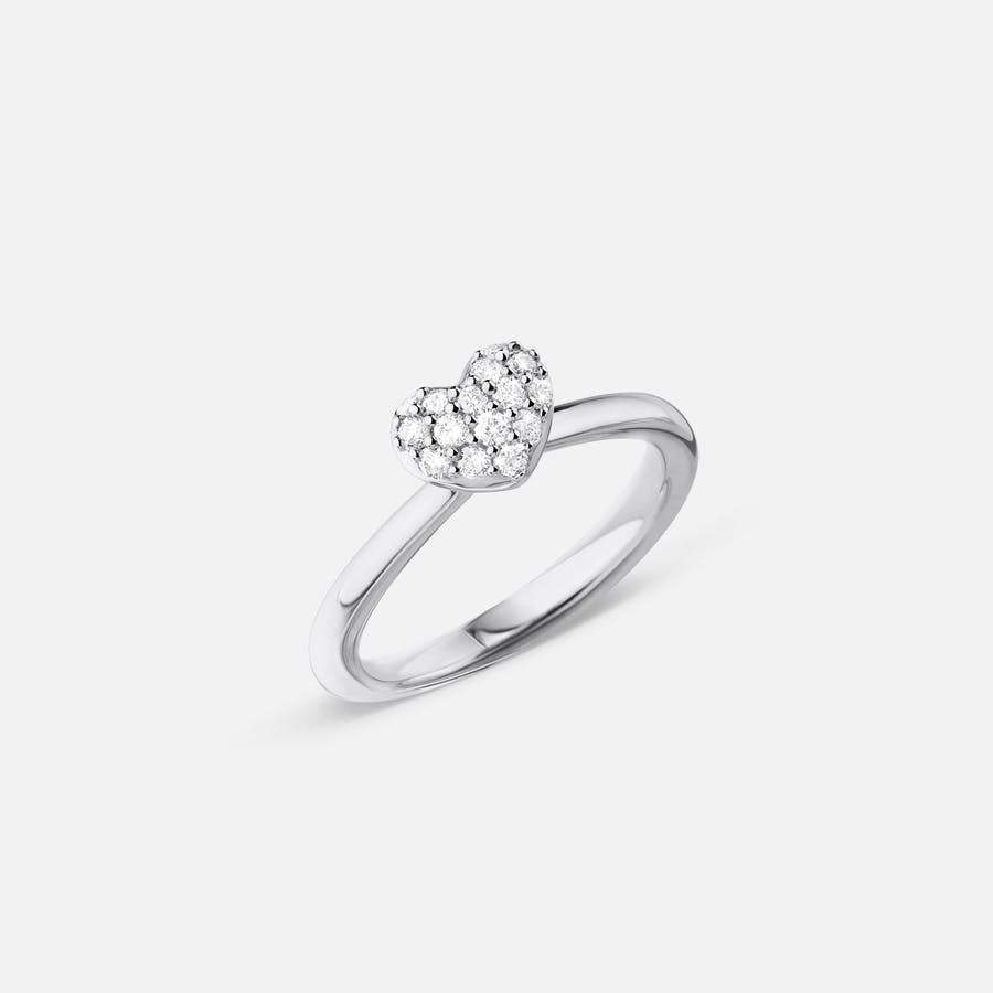 Hearts poleret, paveret ring stor i hvidguld med diamanter | Ole Lynggaard Copenhagen