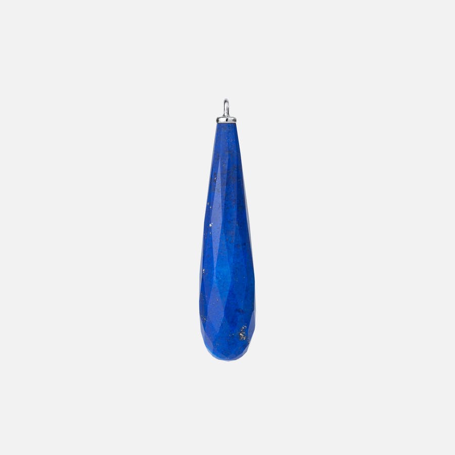 Earring pendant drop 18k white gold with lapiz lazuli