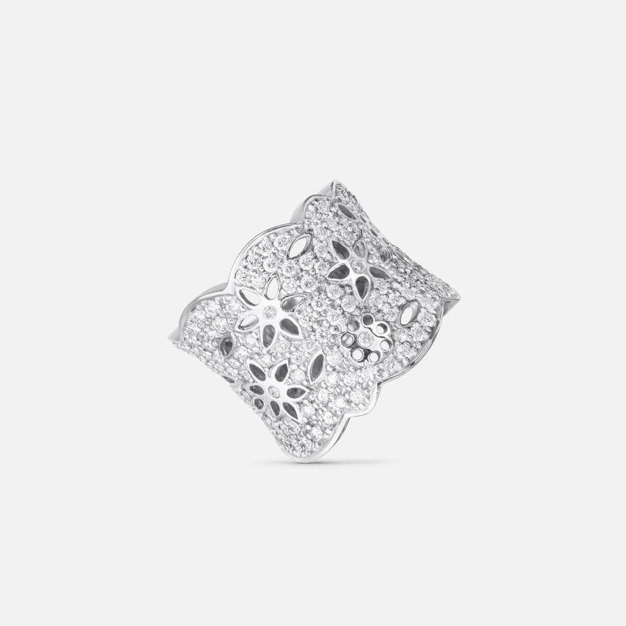 Lace Ring Large in 18 Karat White Gold with Diamond Pavé    |  Ole Lynggaard Copenhagen