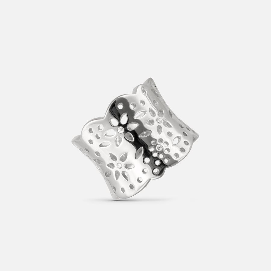 Lace ring stor i 18 karat hvidguld med diamanter | Ole Lynggaard Copenhagen