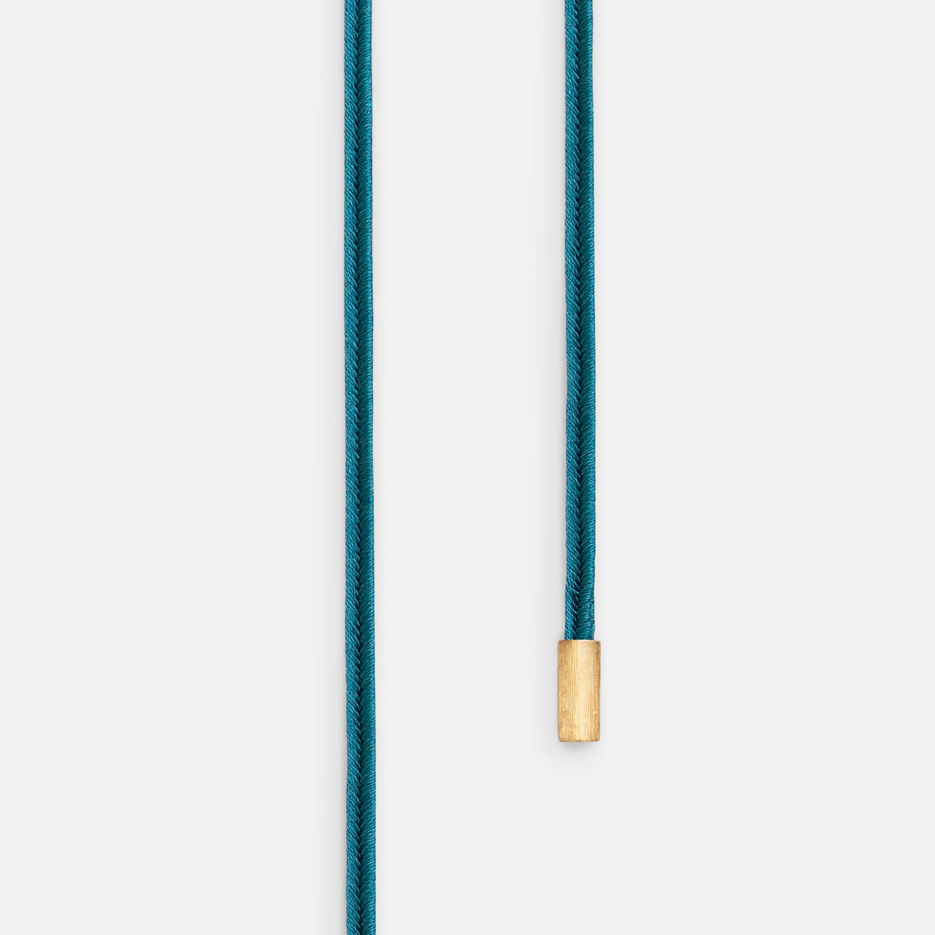 Halskædesnor Petroleumsfarvet Design snor med endestykker i 18k guld 