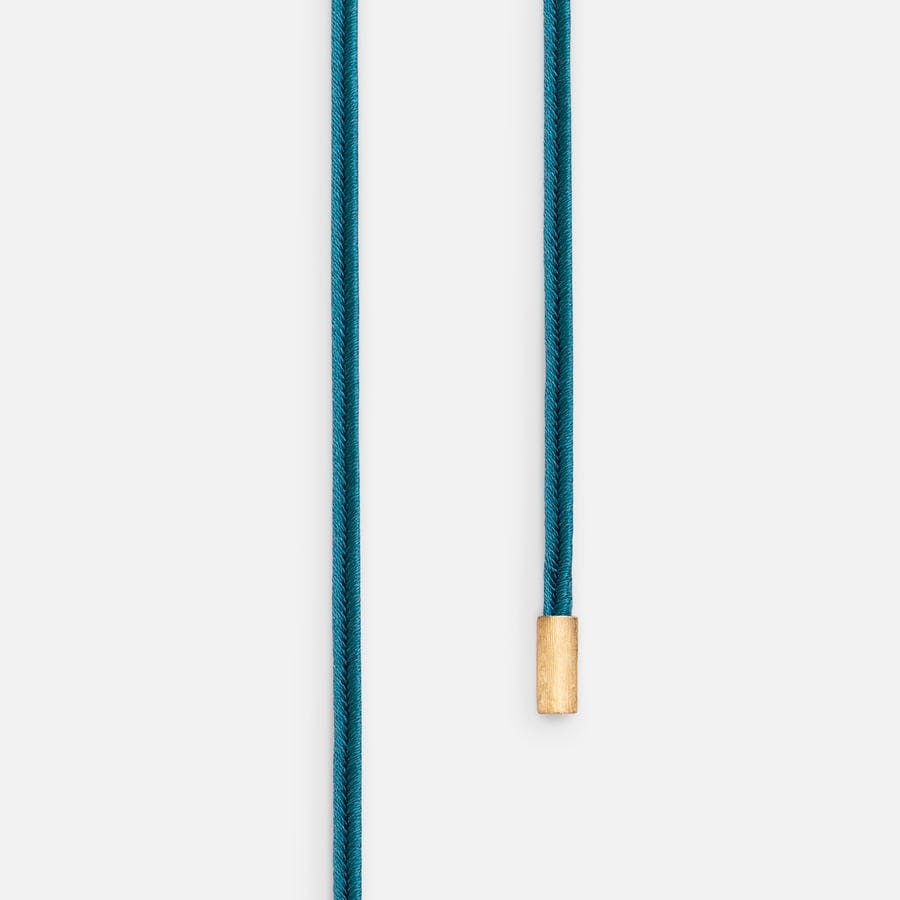 Halskædesnor Petroleumsfarvet Design snor med endestykker i 18k guld 