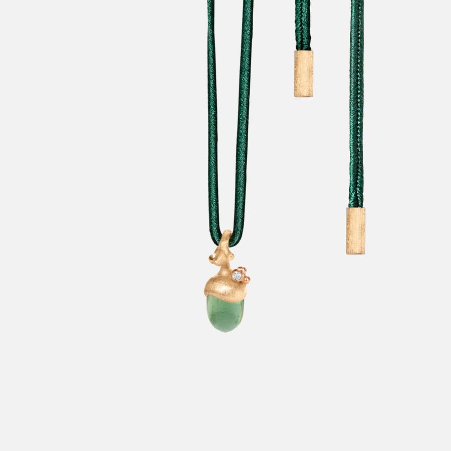 Halskædesnor Mørkegrøn Design snor med endestykker i 18k guld