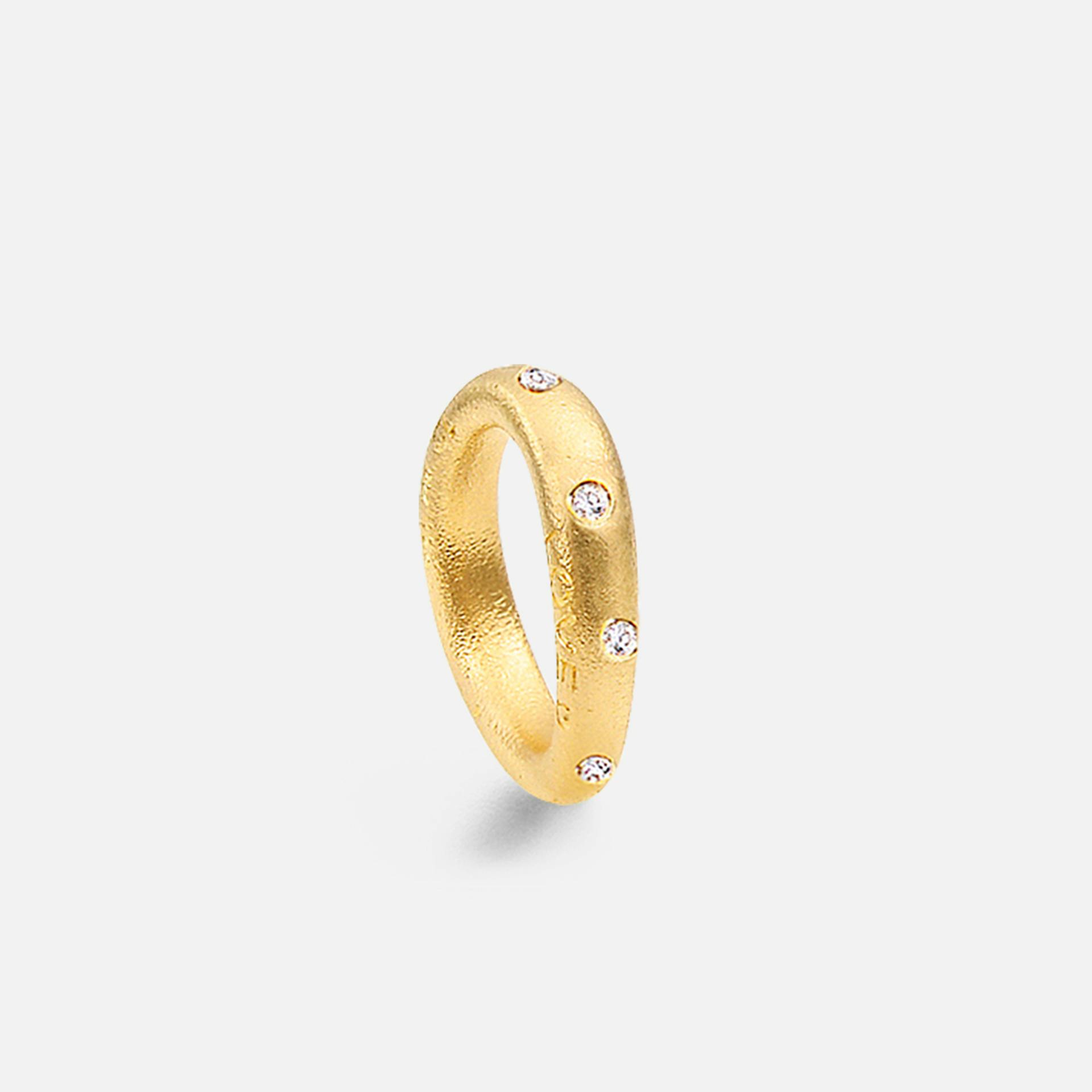 Love ring 4 18k gold textured and diamonds 0.18 ct. TW. VS.