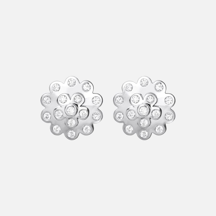 Lace Stud Earrings in 18 Karat White Gold with Diamonds   |  Ole Lynggaard Copenhagen
