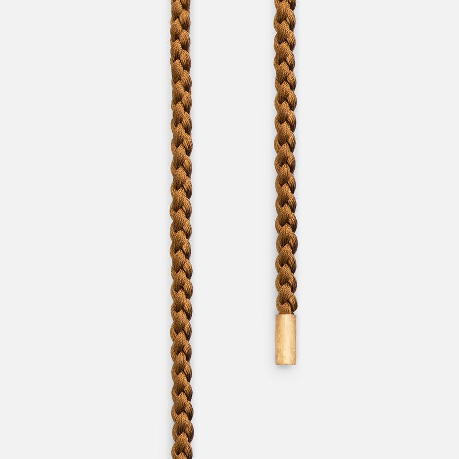 Seidene Mokuba-Halskettenschnur mit Endstücken in texturiertem 750/- Gelbgold  |  Ole Lynggaard Copenhagen   