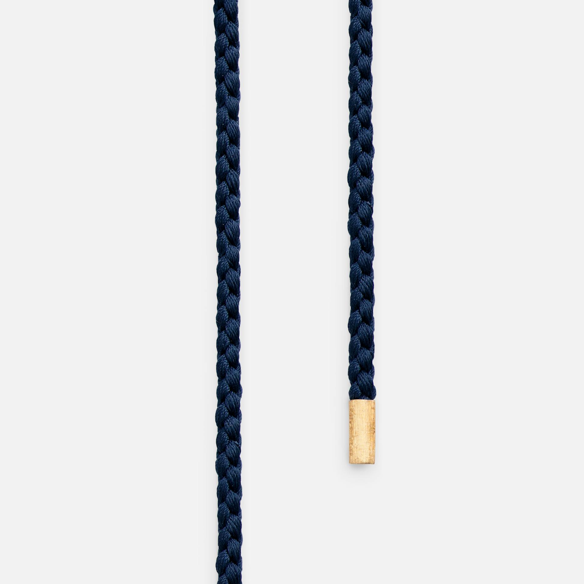 Halskædesnor snoet Mokuba silkesnor blå med endestykker i 18k guld