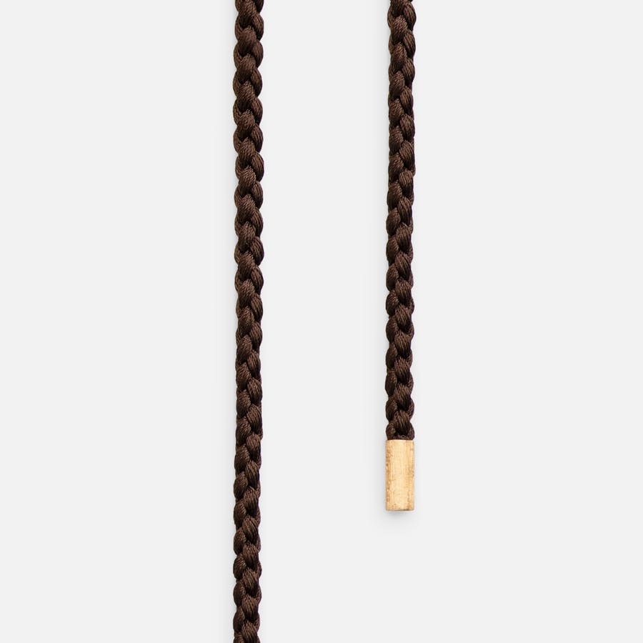 Mokuba Silk String Necklace with 18 Karat, Textured Yellow Gold End Pieces  |  Ole Lynggaard Copenhagen    