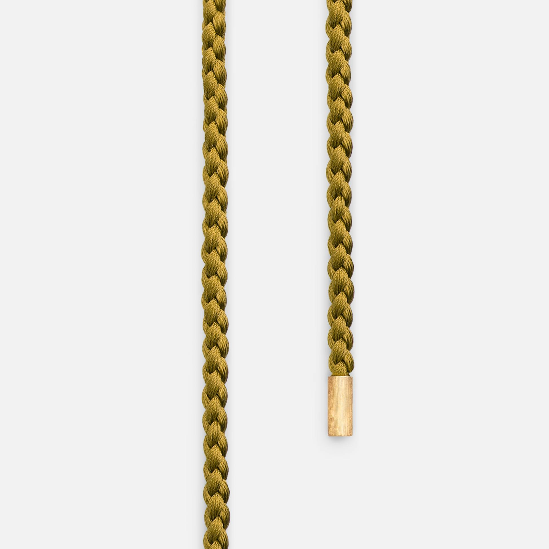 Halskædesnor snoet Guldfarvet Mokuba silkesnor med endestykker i 18k guld