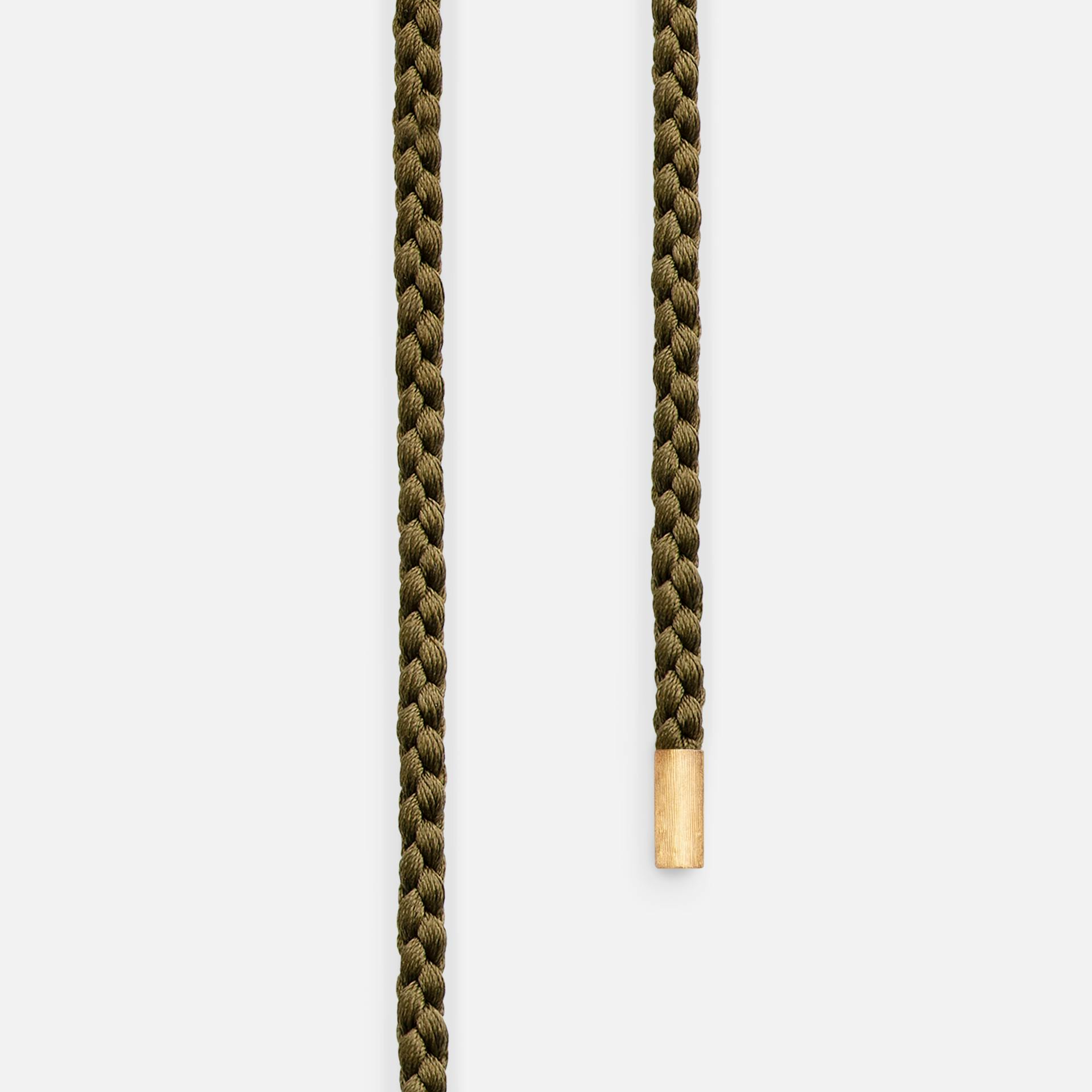 Mokuba Silk String Necklace with 18 Karat, Textured Yellow Gold End Pieces  |  Ole Lynggaard Copenhagen   