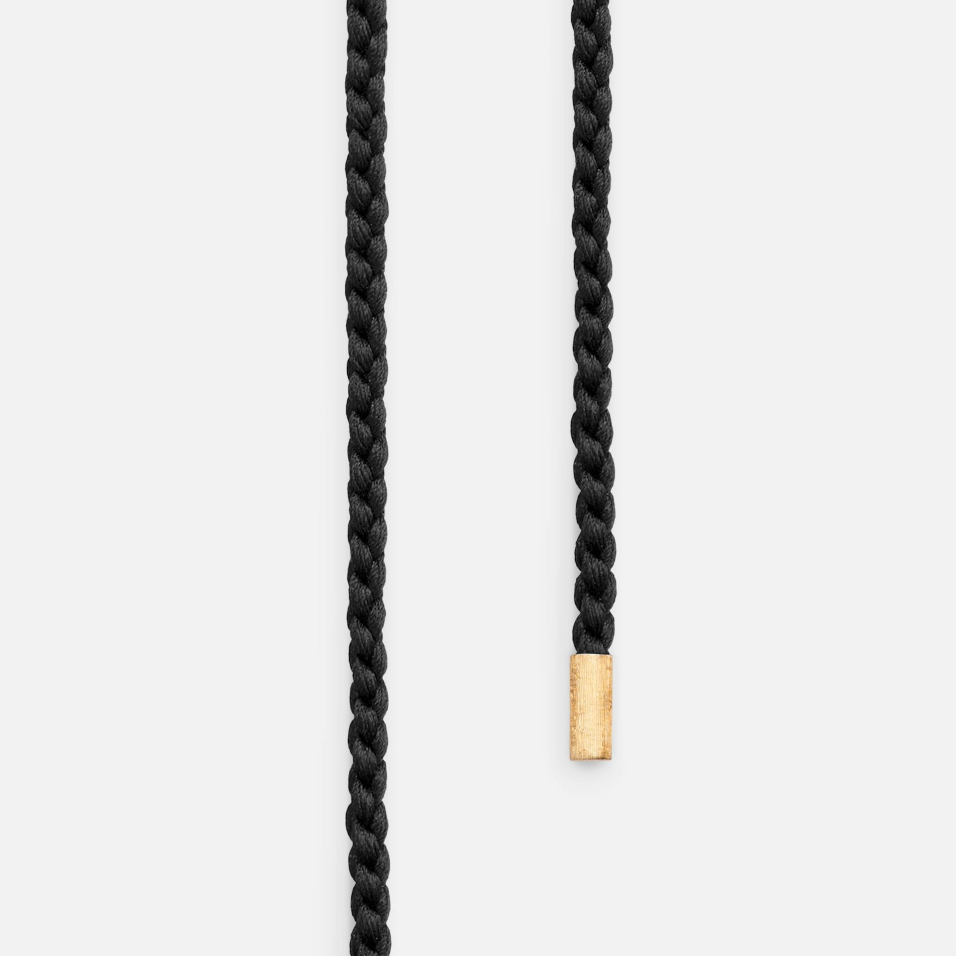 Mokuba Silk String Necklace with 18 Karat, Textured Yellow Gold End Pieces  |  Ole Lynggaard Copenhagen   