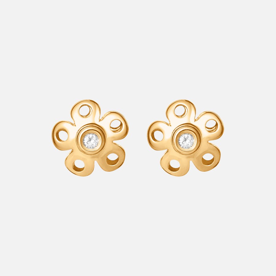 Lace Stud Earrings in 18 Karat Yellow Gold with Diamonds   |  Ole Lynggaard Copenhagen