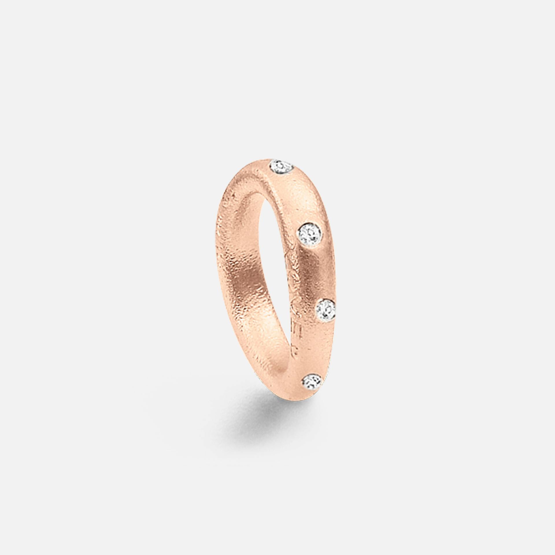 Love ring 4 18k rose gold textured and diamonds 0.18 ct. TW. VS.