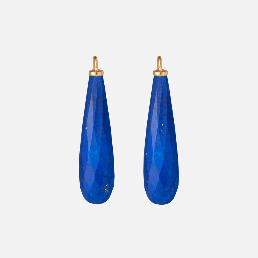 Earring pendant drop 18k gold with lapiz lazuli